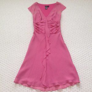 BCBG MAXAZRIA Silk chiffon flare dress in pink